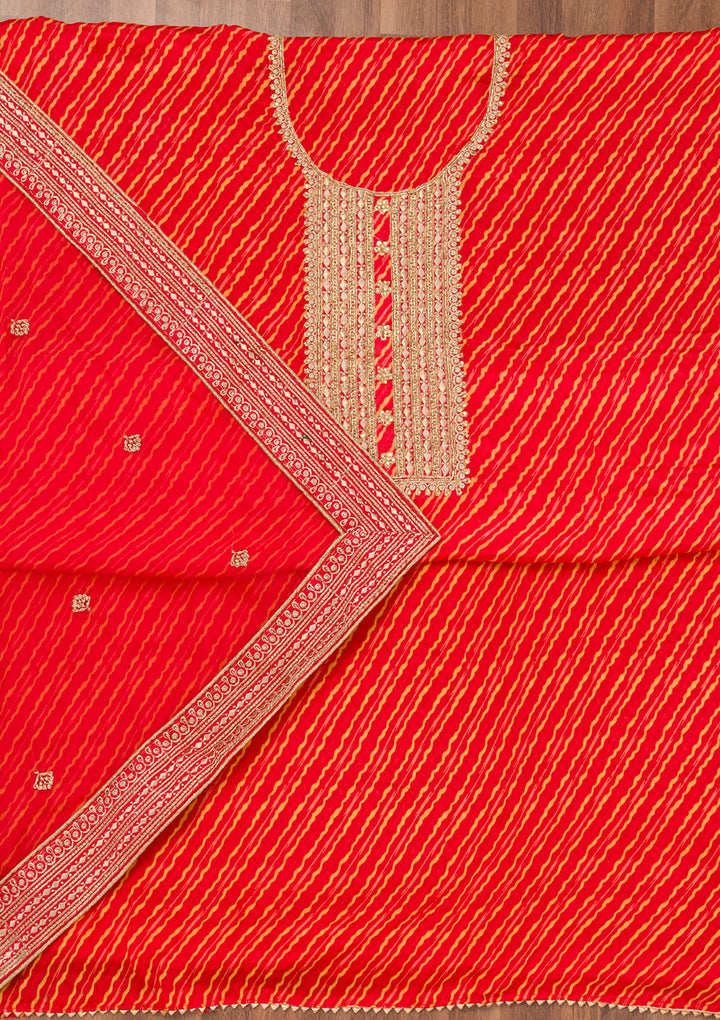 Red Printed Georgette Unstitched Salwar Suit