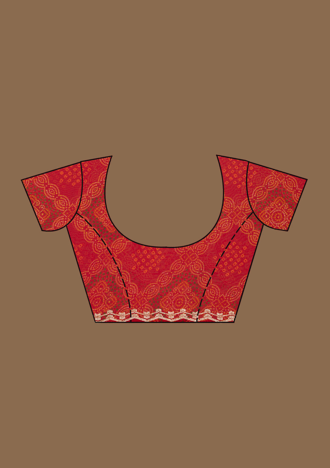 Red Printed Georgette Saree-Koskii