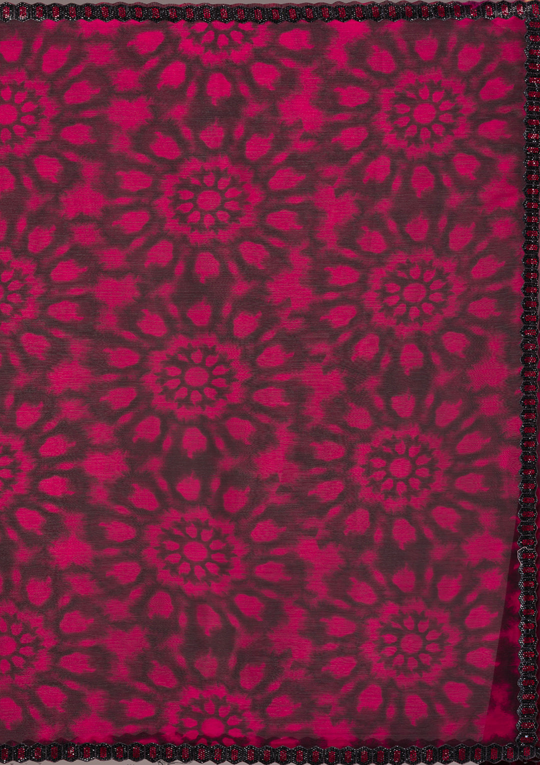 Red Printed Organza Saree