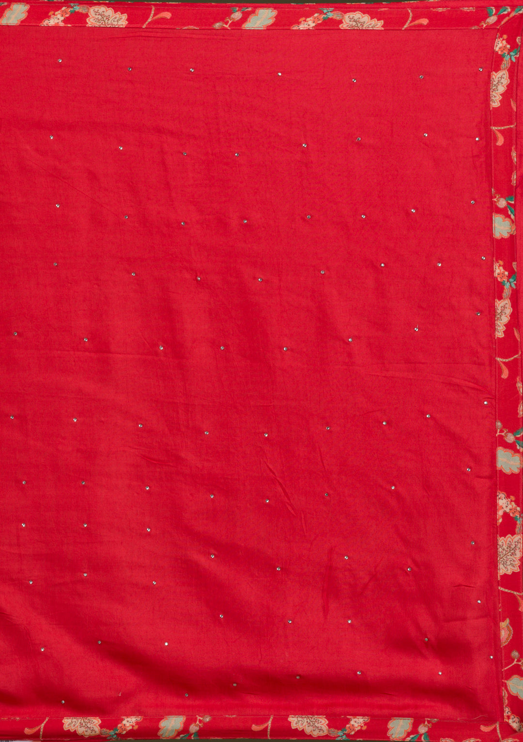 Red Printed Semi Crepe Readymade Salwar Suit