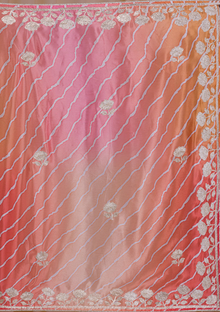 Red Ombre Semi Crepe Saree