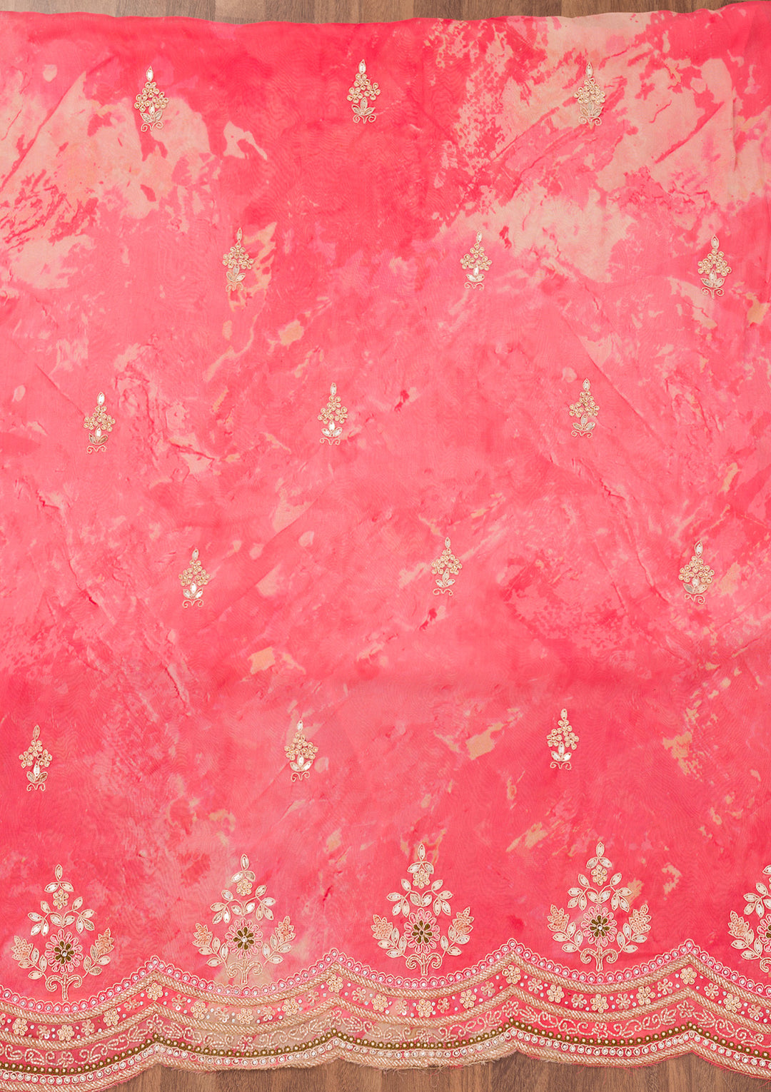 Red Printed Tissue Unstitched Salwar Suit