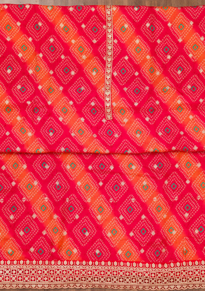 Red Printed Tissue Unstitched Salwar Suit