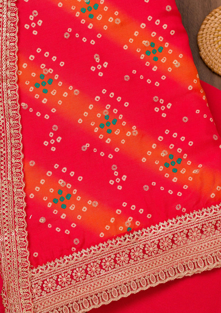 Red Printed Tissue Unstitched Salwar Suit