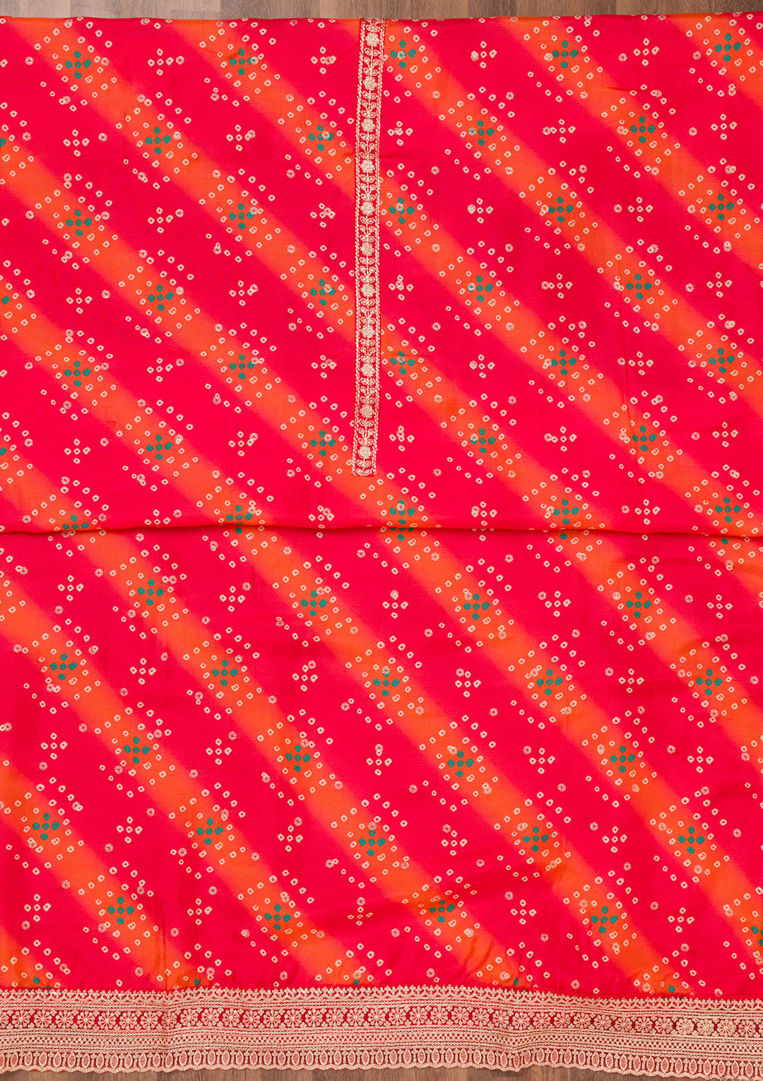 Red Printed Tissue Unstitched Salwar Suit