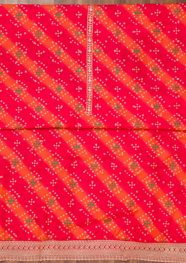 Red Printed Tissue Unstitched Salwar Suit