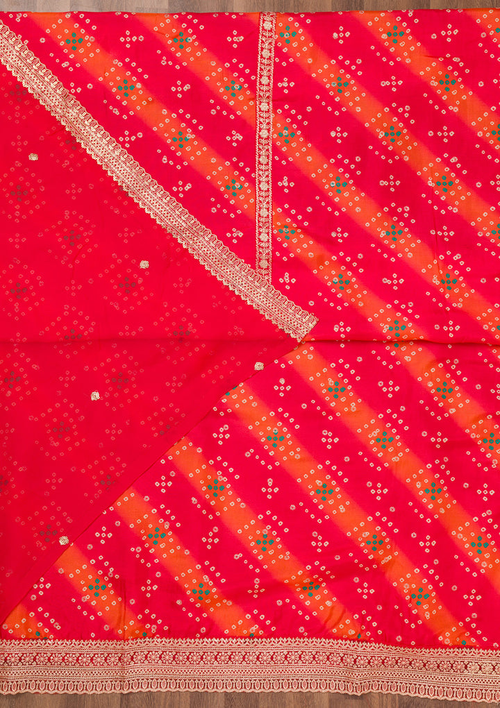 Red Printed Tissue Unstitched Salwar Suit