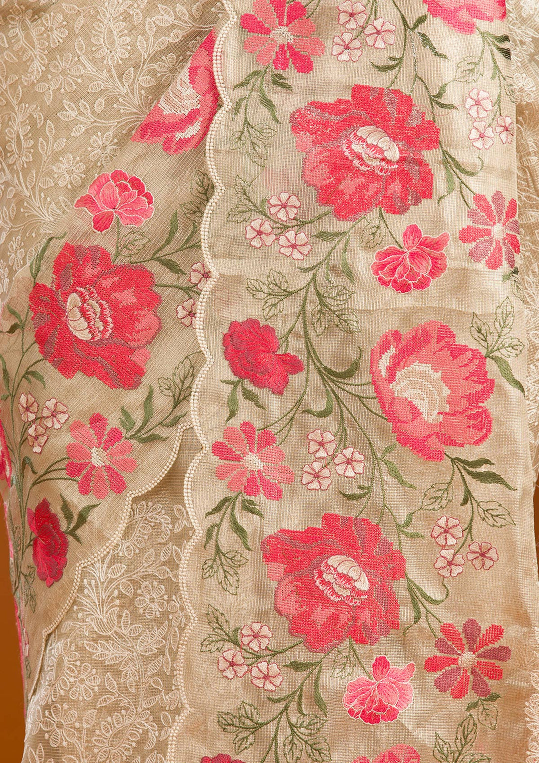 Red Printed Tissue Saree