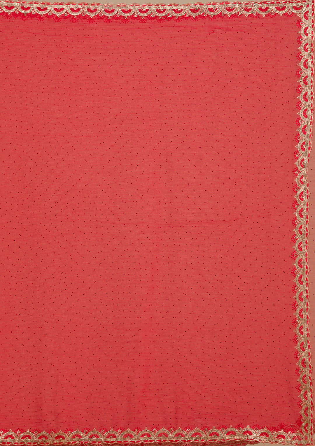 Red Silver Stonework Chiffon Saree