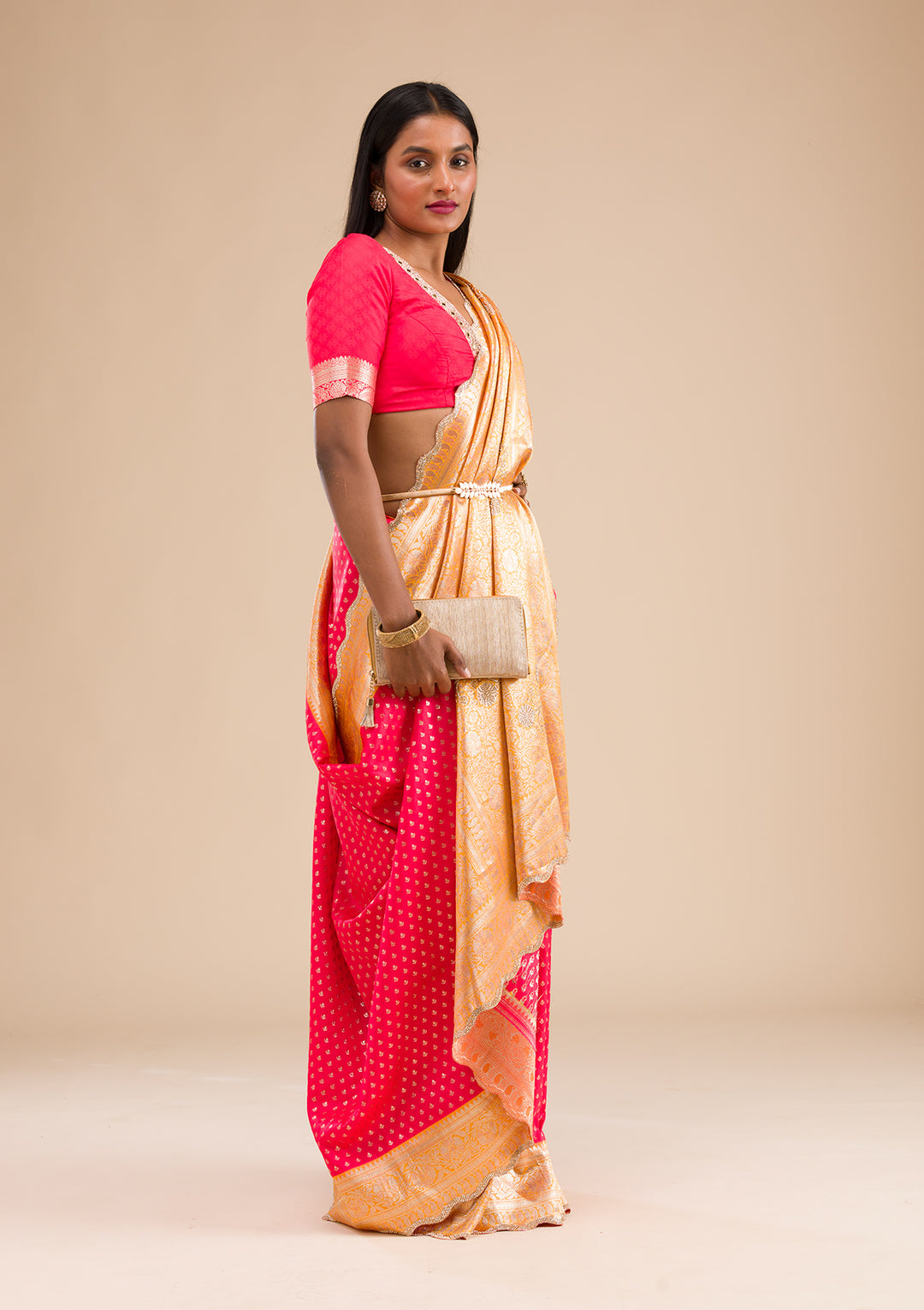 Red Stonework Banarasi Silk Saree