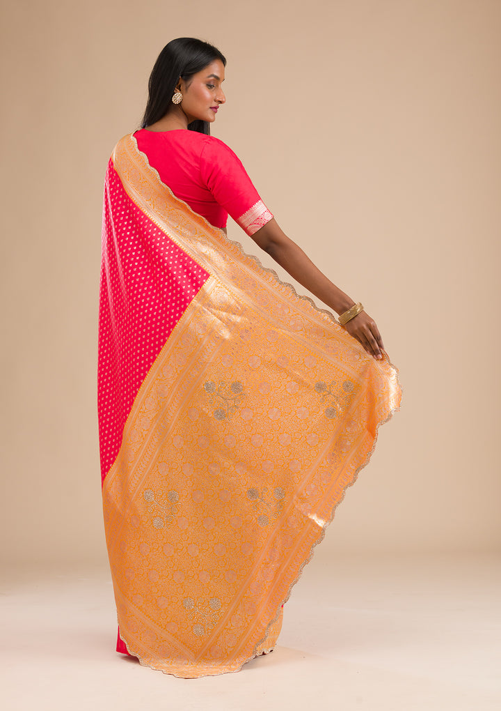 Red Stonework Banarasi Silk Saree