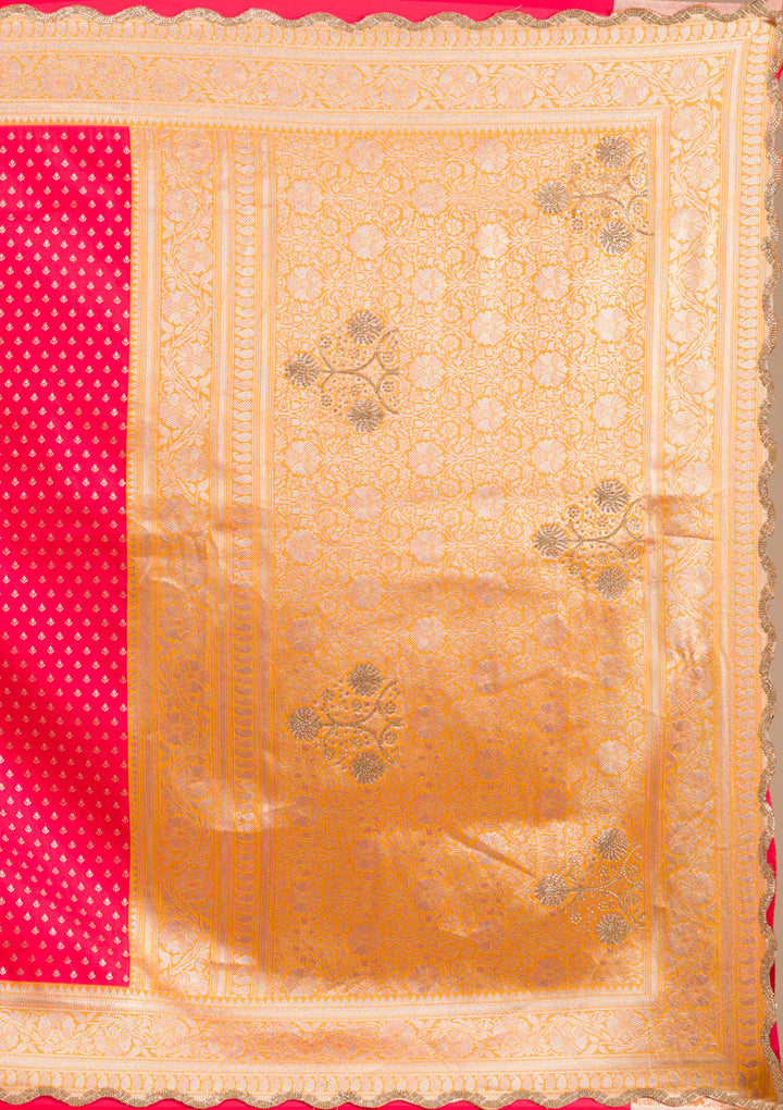 Red Stonework Banarasi Silk Saree