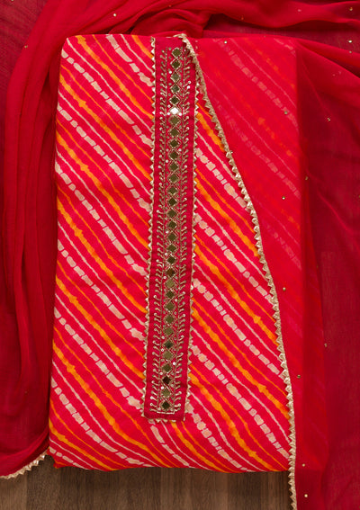 Red Stonework Bandini Unstitched Salwar Suit