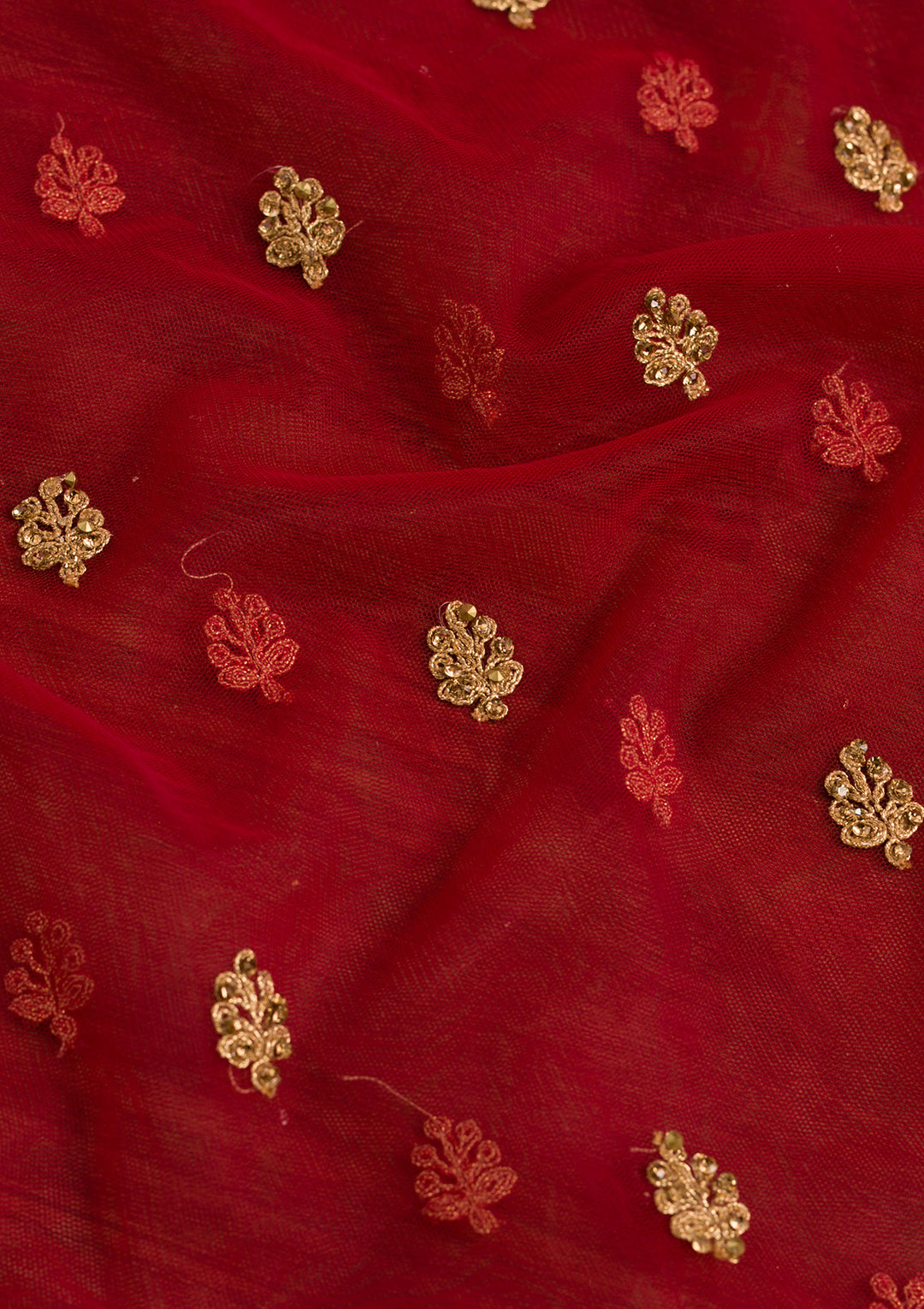 Red Stonework Net Dupatta