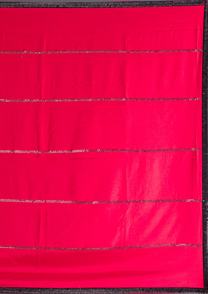 Red Swarovski Satin Saree