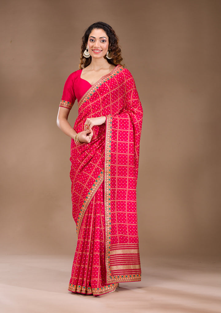 Red Zariwork Art Silk Saree