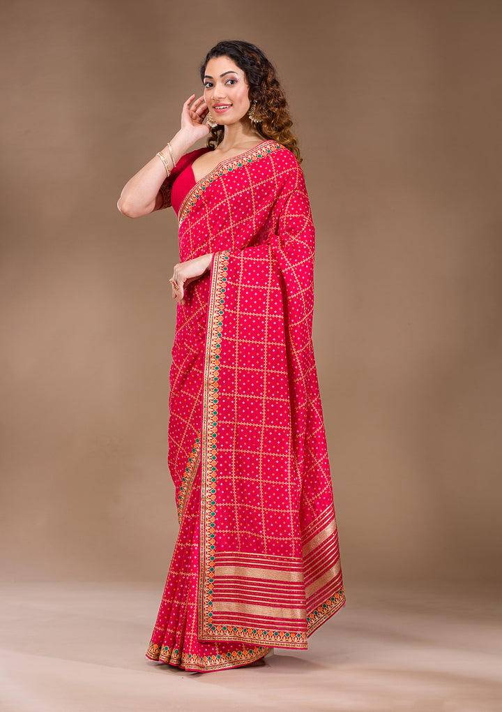 Red Zariwork Art Silk Saree