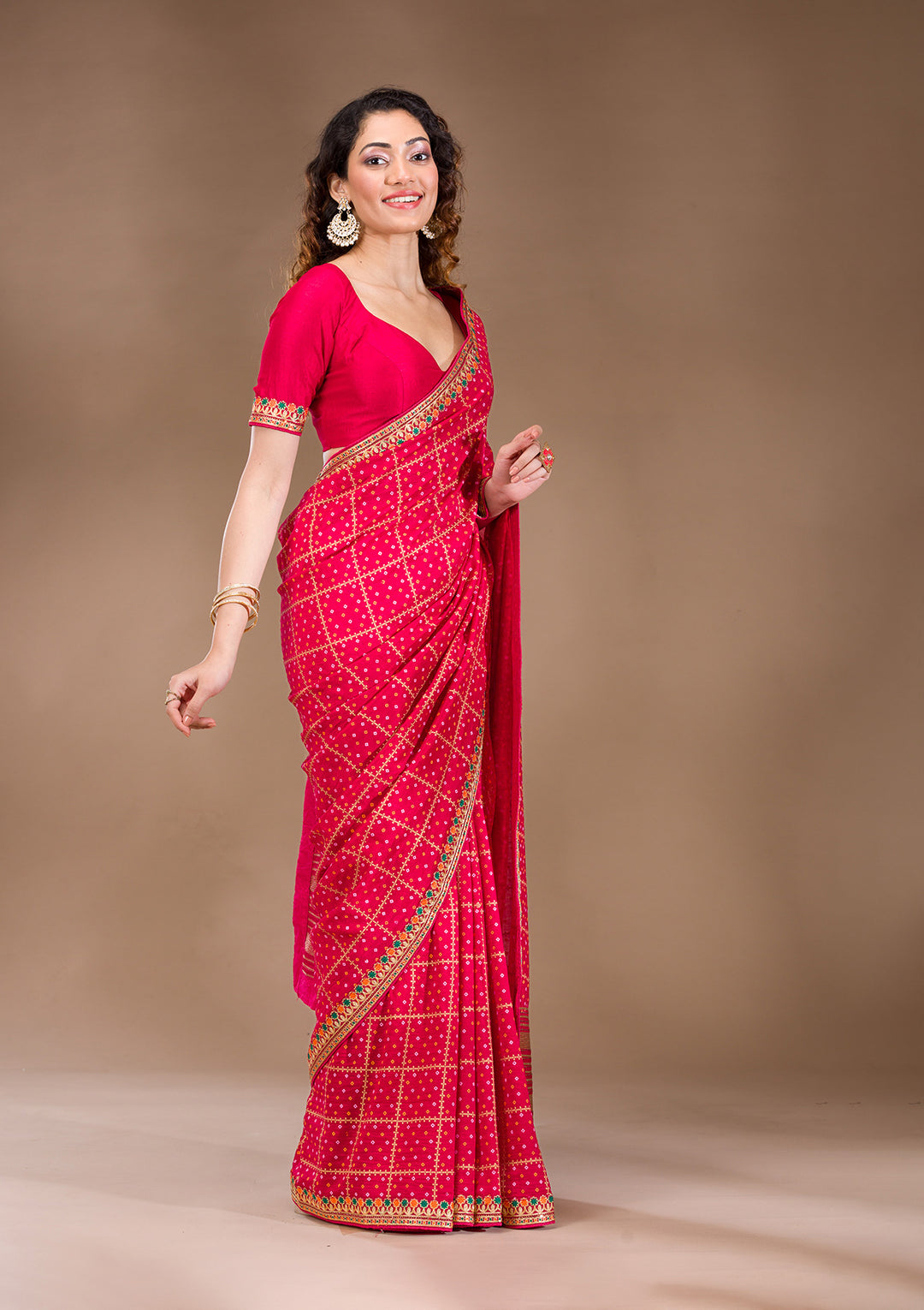 Red Zariwork Art Silk Saree