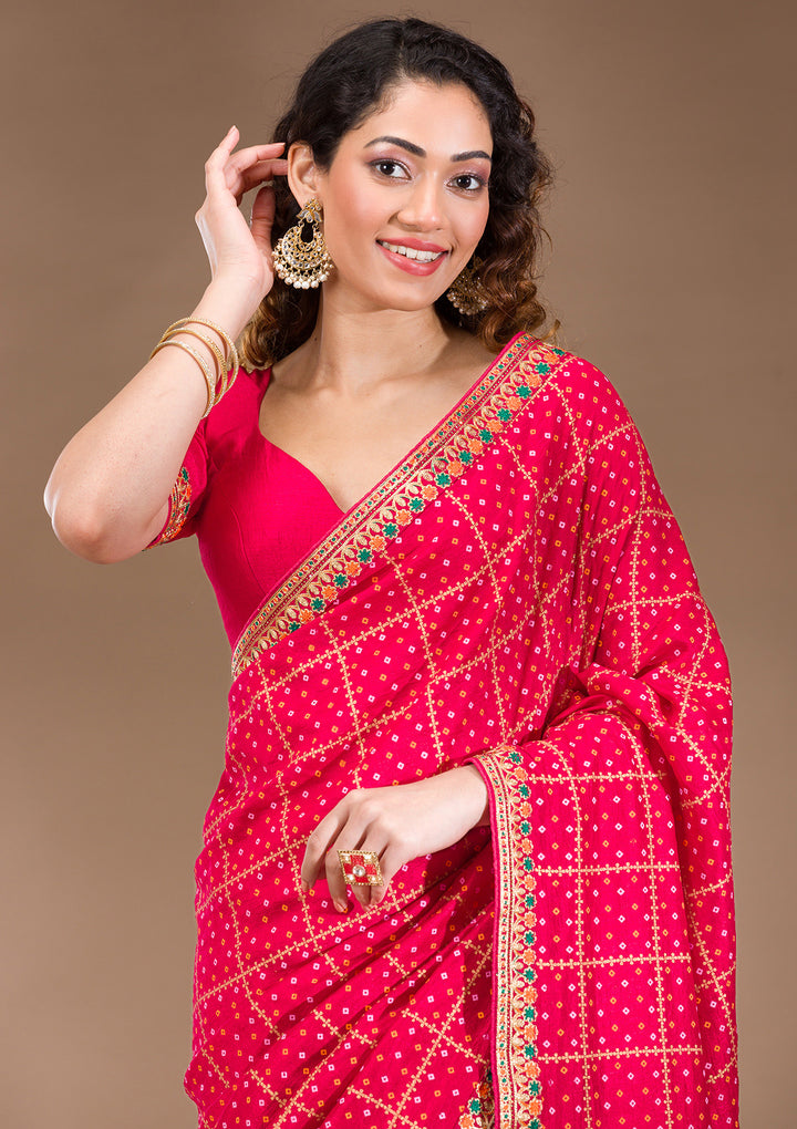 Red Zariwork Art Silk Saree