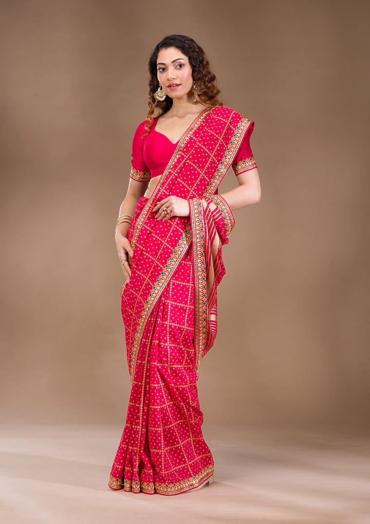 Red Zariwork Art Silk Saree