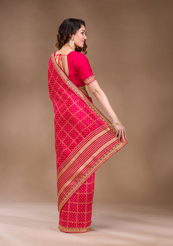 Red Zariwork Art Silk Saree