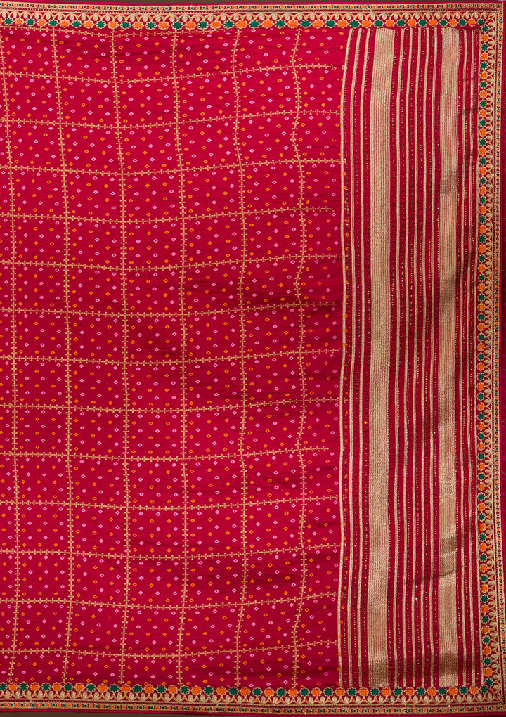 Red Zariwork Art Silk Saree