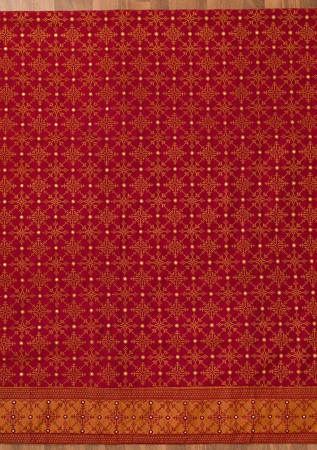 Red Zariwork Art Silk Unstitched Salwar Suit