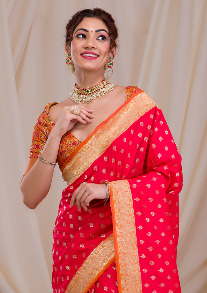 Red Zariwork Banarasi Silk Saree