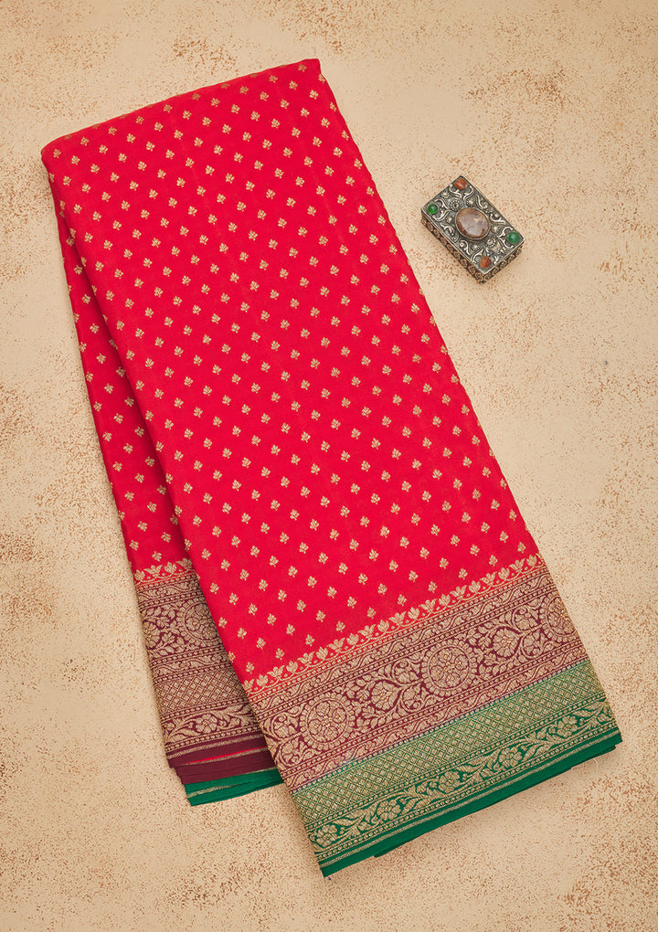 Red Zariwork Art Silk Saree