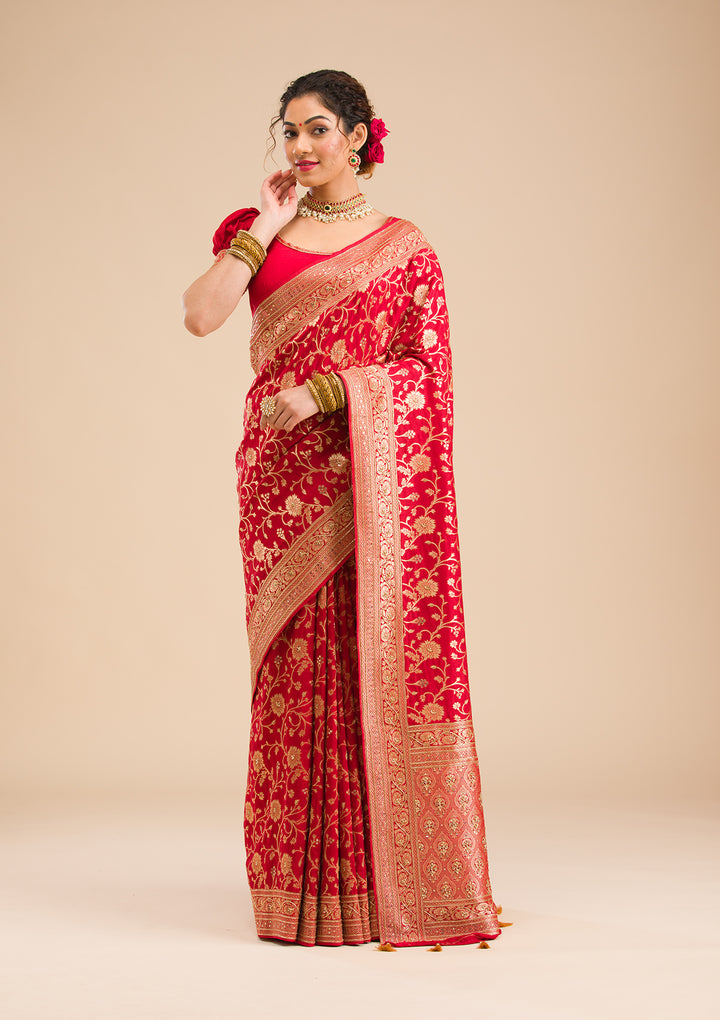 Red Zariwork Banarasi Silk Saree