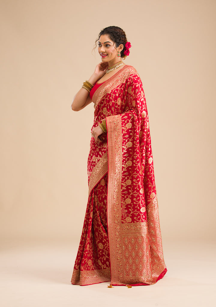 Red Zariwork Banarasi Silk Saree