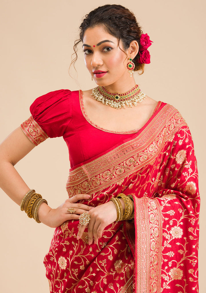 Red Zariwork Banarasi Silk Saree
