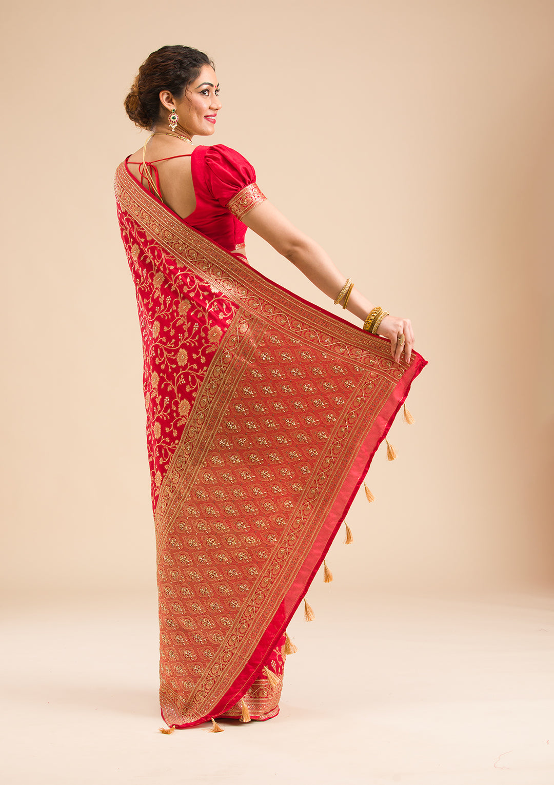 Red Zariwork Banarasi Silk Saree