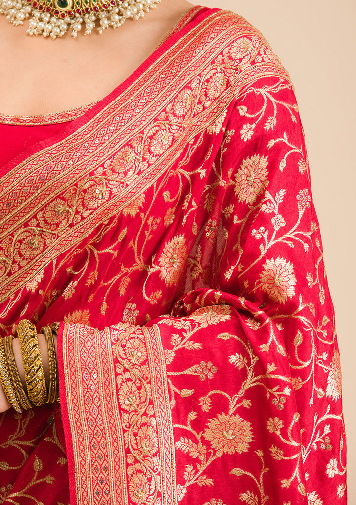 Red Zariwork Banarasi Silk Saree