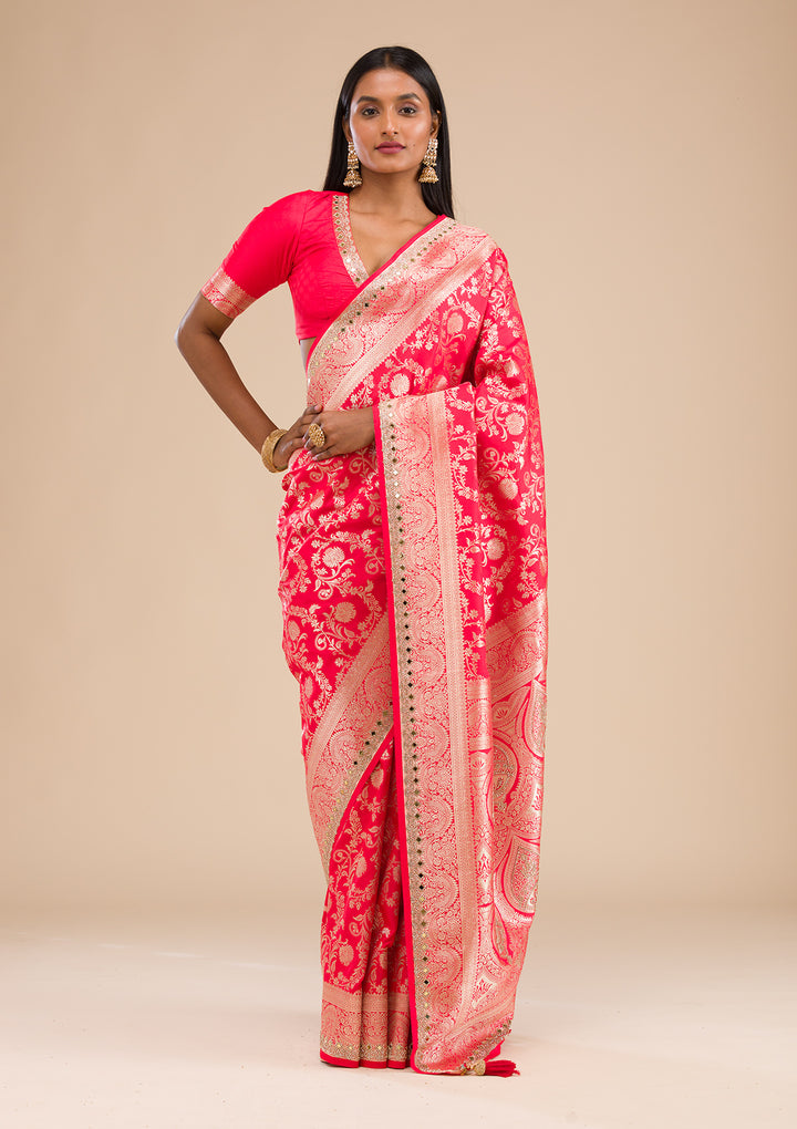 Red Zariwork Banarasi Silk Saree