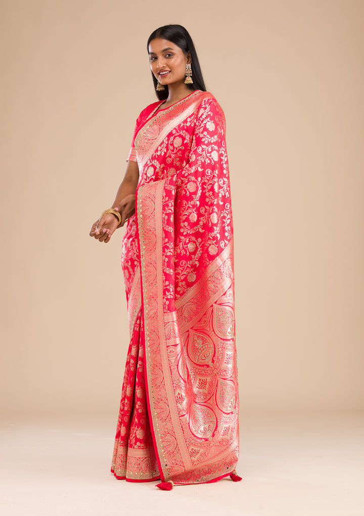 Red Zariwork Banarasi Silk Saree
