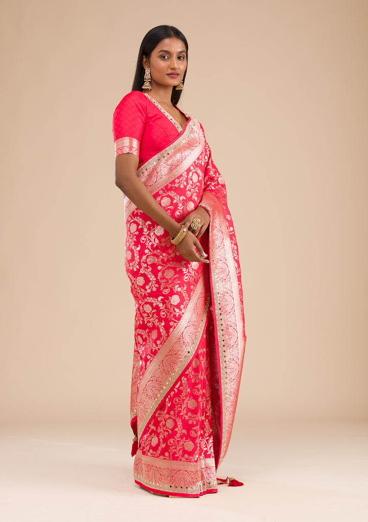 Red Zariwork Banarasi Silk Saree