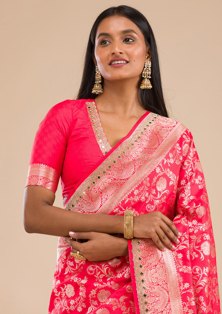 Red Zariwork Banarasi Silk Saree