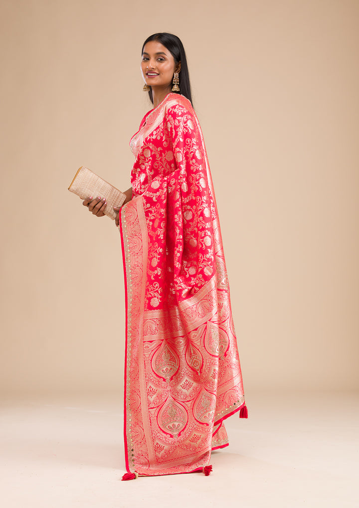 Red Zariwork Banarasi Silk Saree