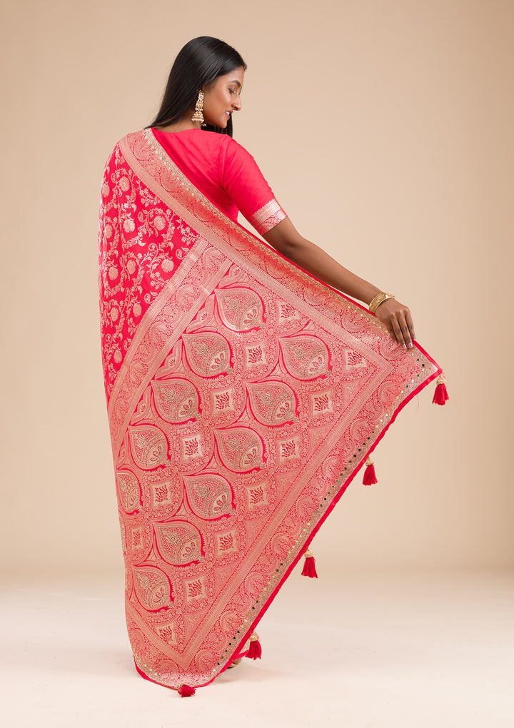 Red Zariwork Banarasi Silk Saree