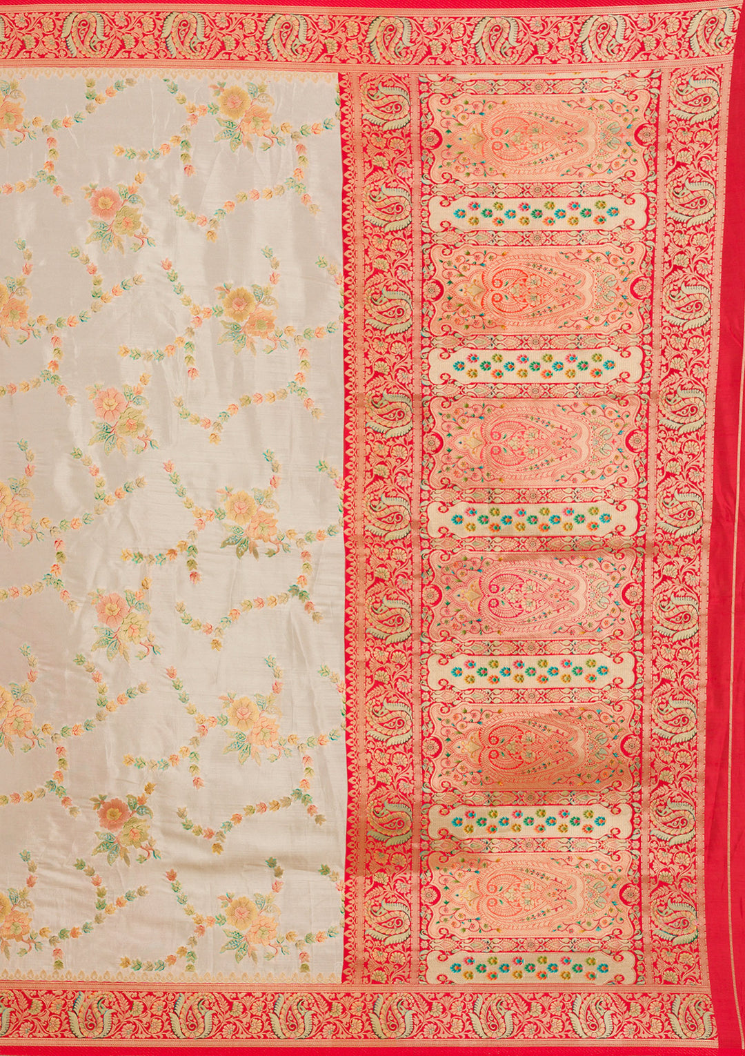 Beige Zariwork Banarasi Silk Saree