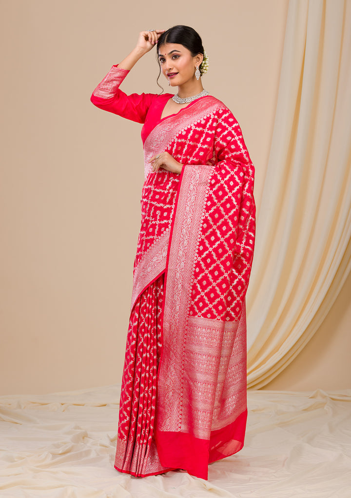 Red Zariwork Banarasi Silk Saree