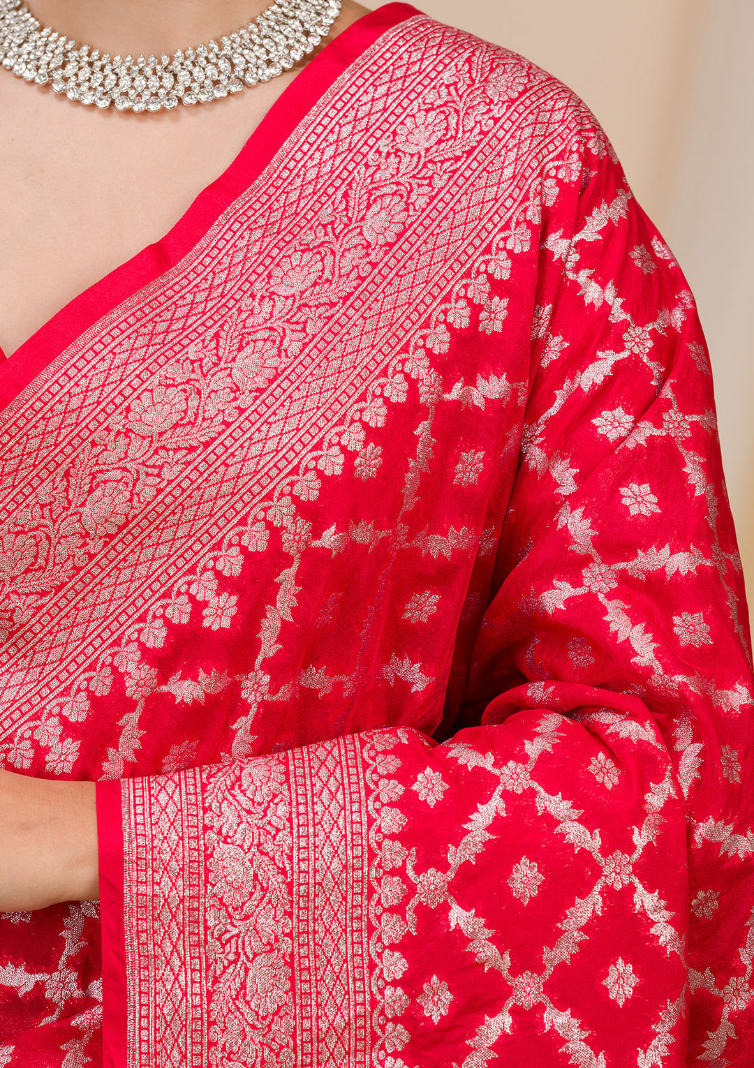 Red Zariwork Banarasi Silk Saree