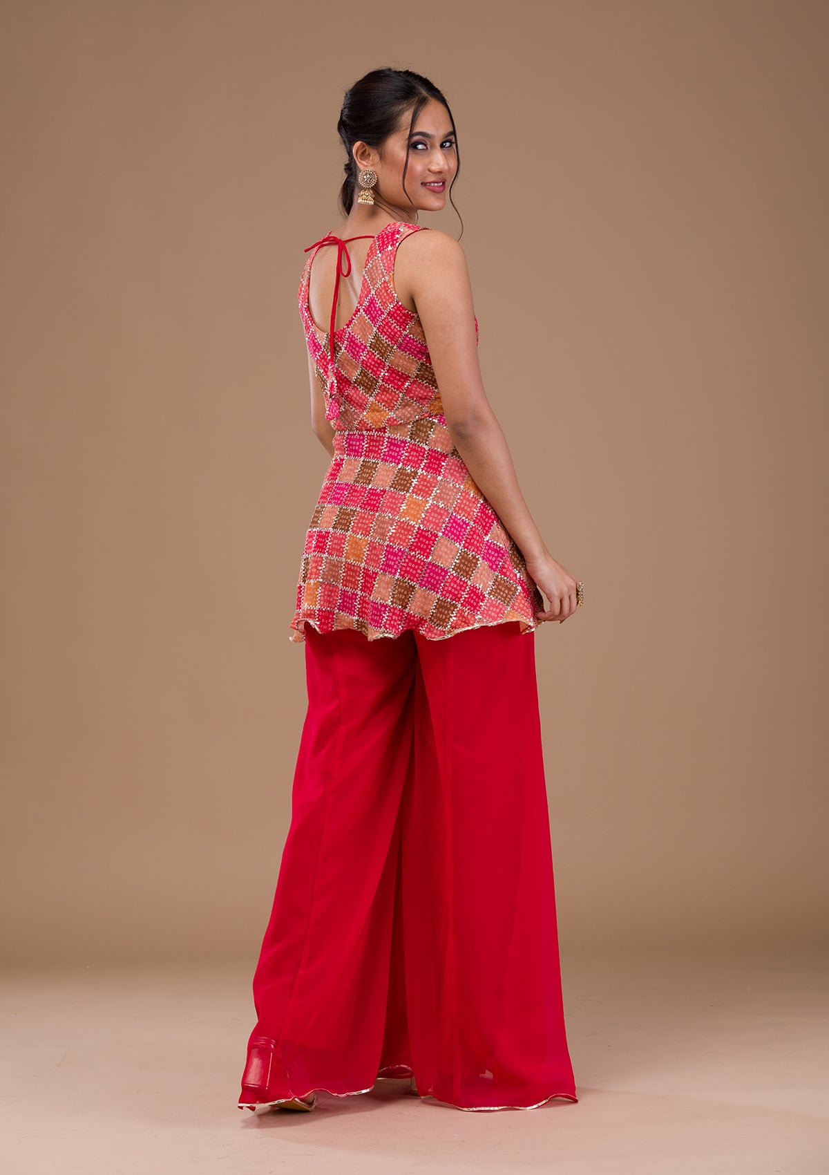 Red Zariwork Georgette Readymade Salwar Suit