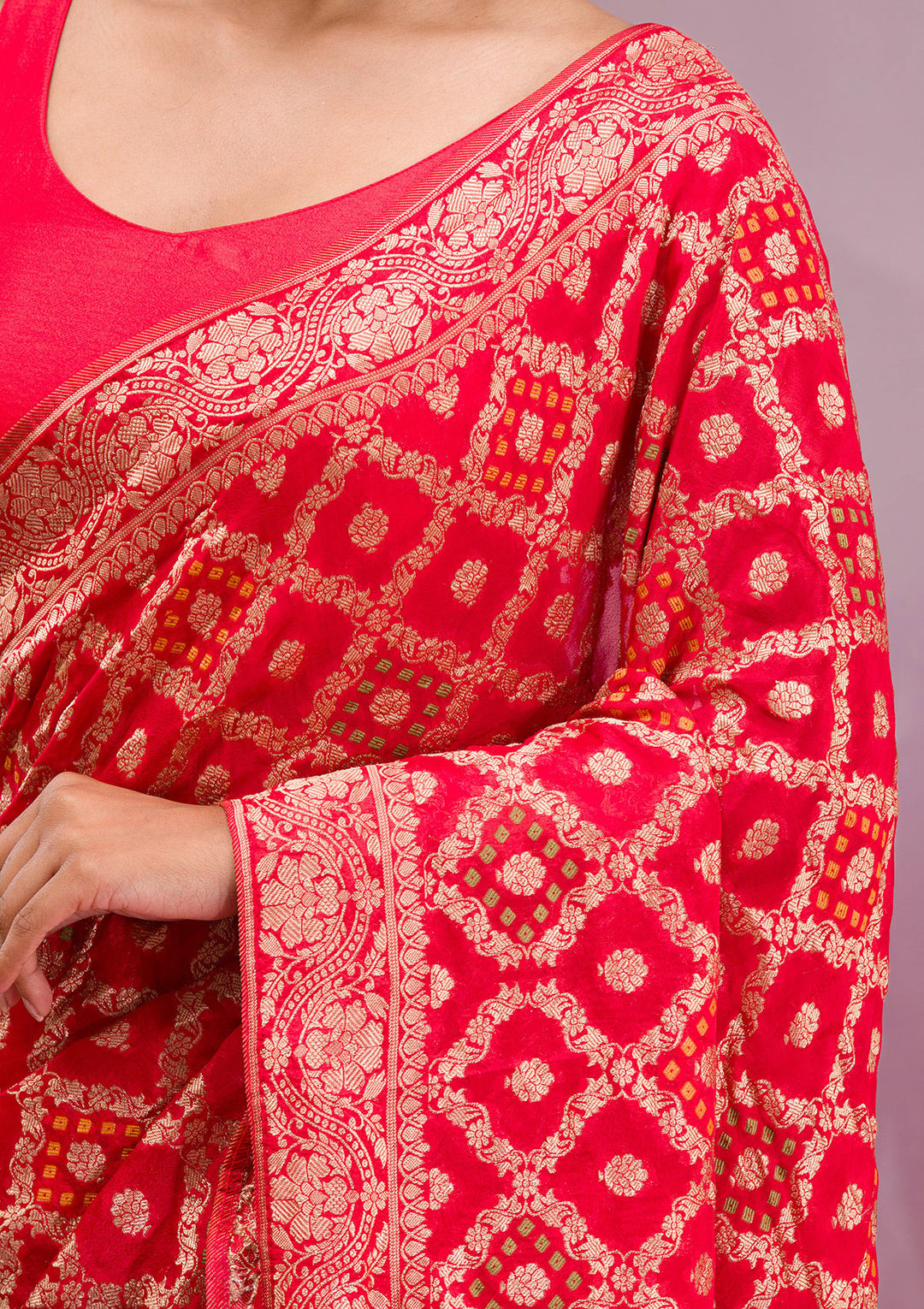 Red Zariwork Georgette Saree