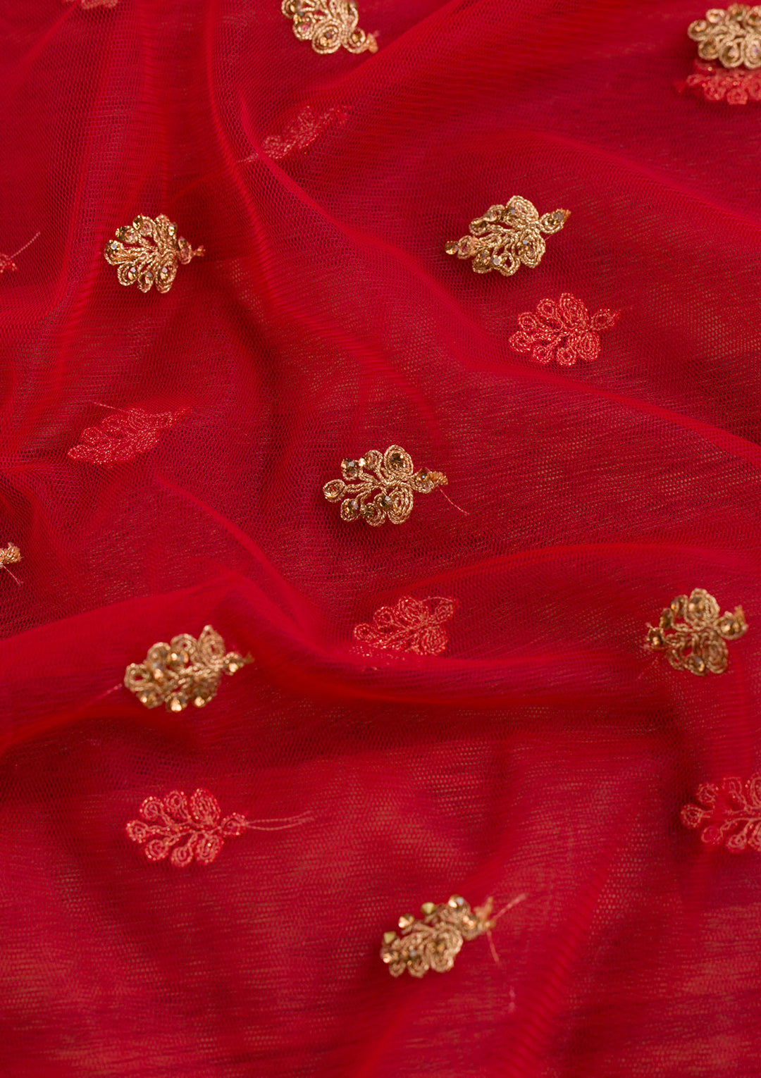 Red Zariwork Net Dupatta-Koskii