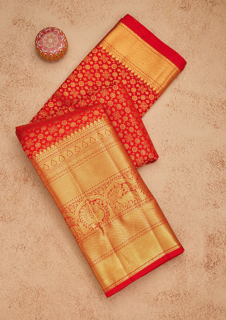 Red Zariwork Pure Silk Saree