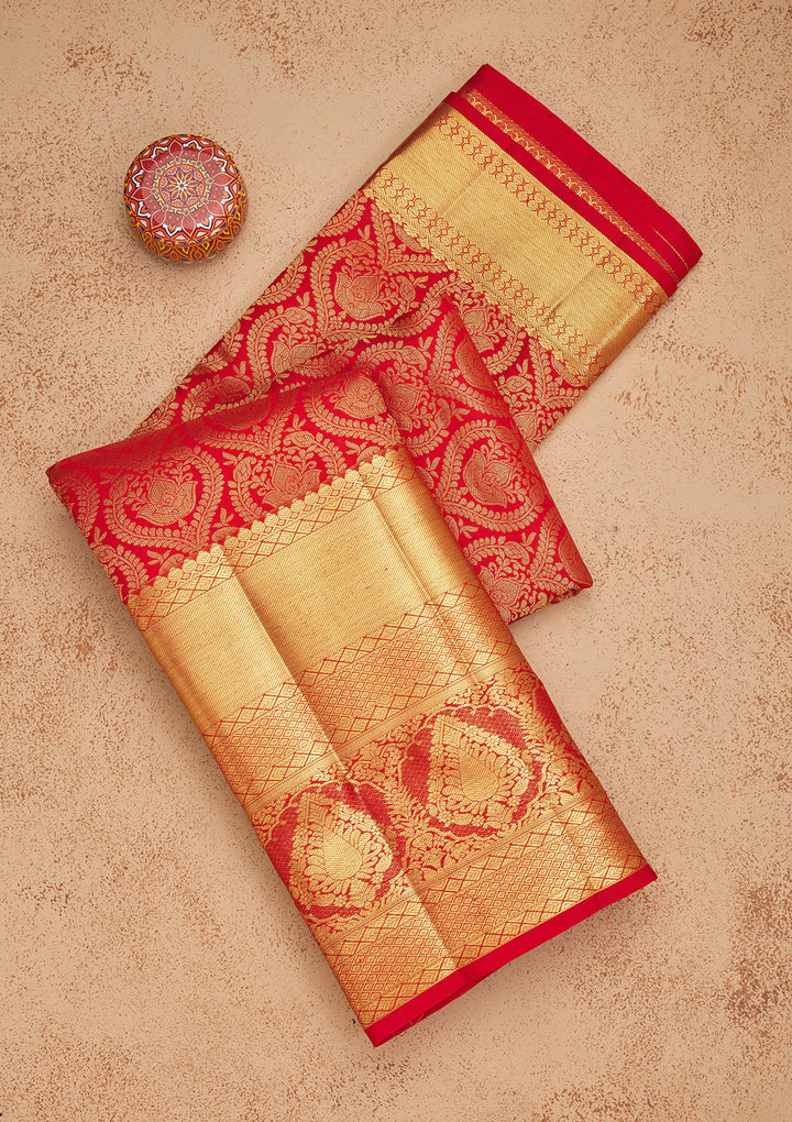 Red Zariwork Pure Silk Saree