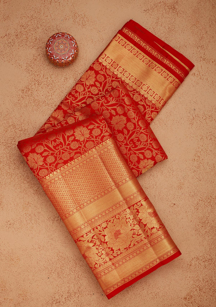 Red Zariwork Pure Silk Saree