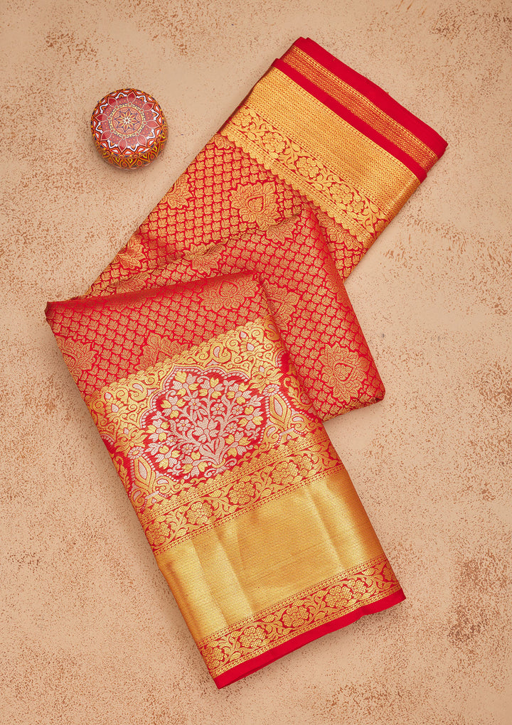 Red Zariwork Pure Silk Saree
